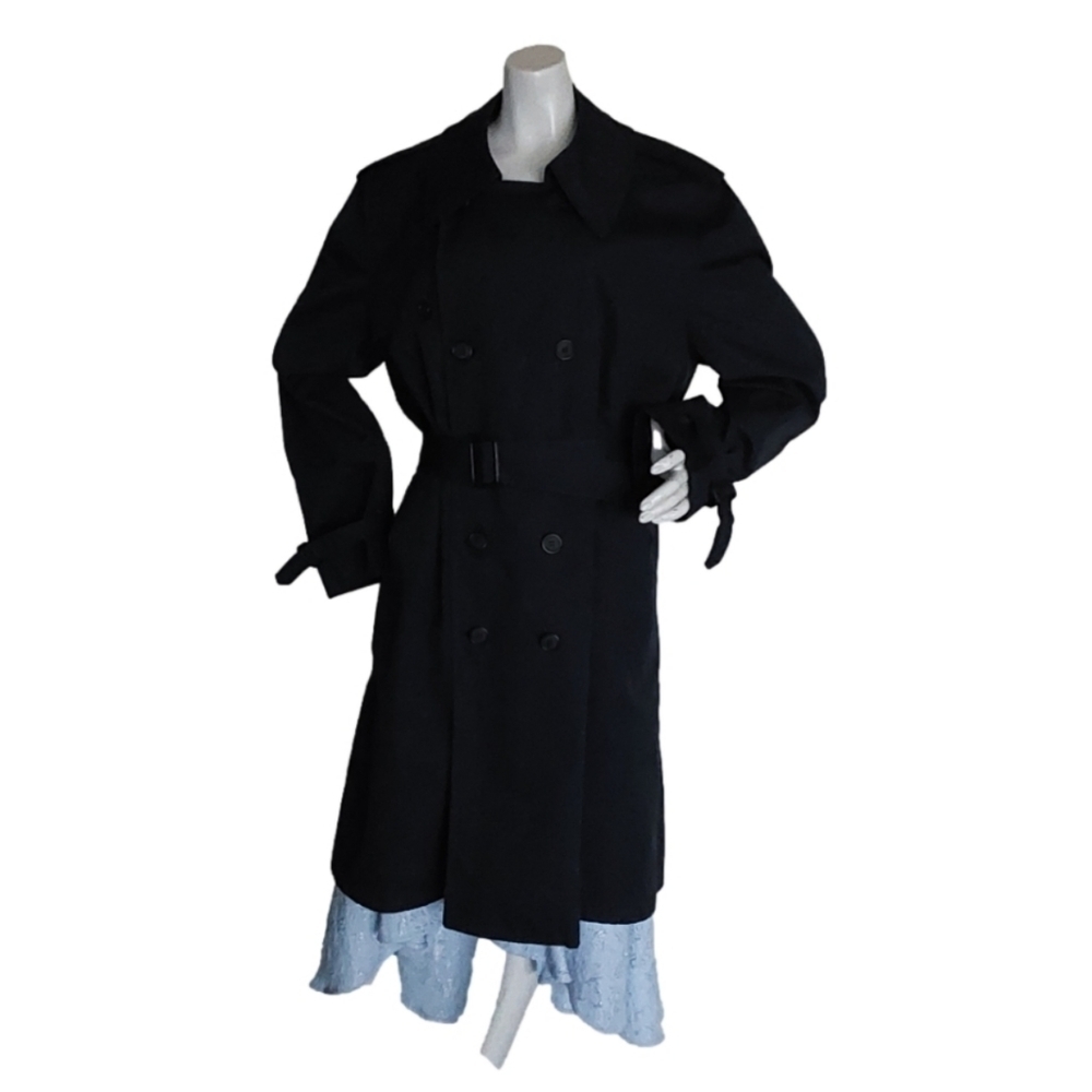 LONDON FOG NAVY BLUE SINGLE BREASTED BELTED‎ TRENCH COAT SIZE 42 REGULAR - Picture 7 of 11